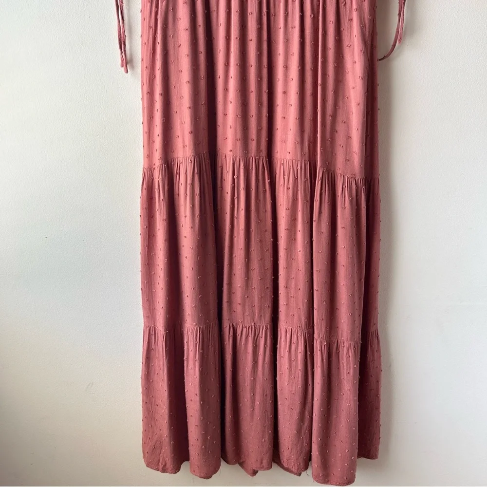 Pink Desert Tiered Boho Maxi Dress Rust